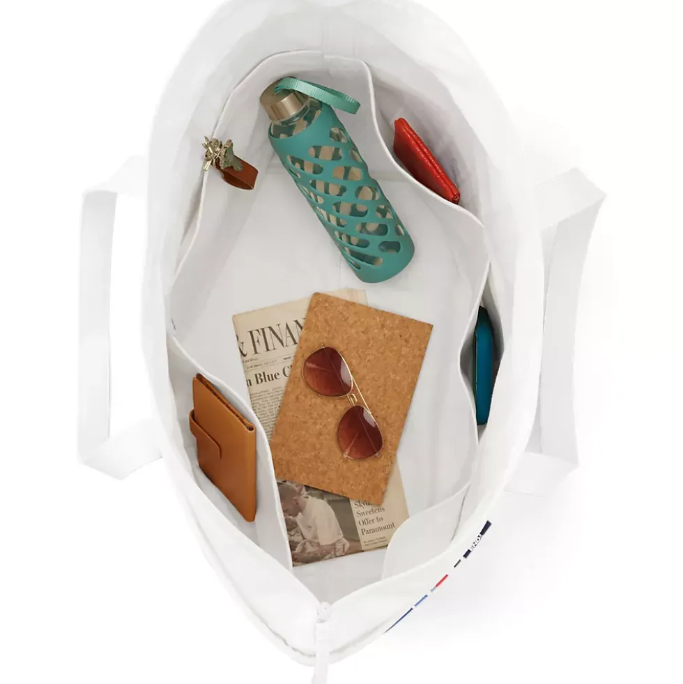Medium Print 5 Pocket Open Top Canvas Tote Bag