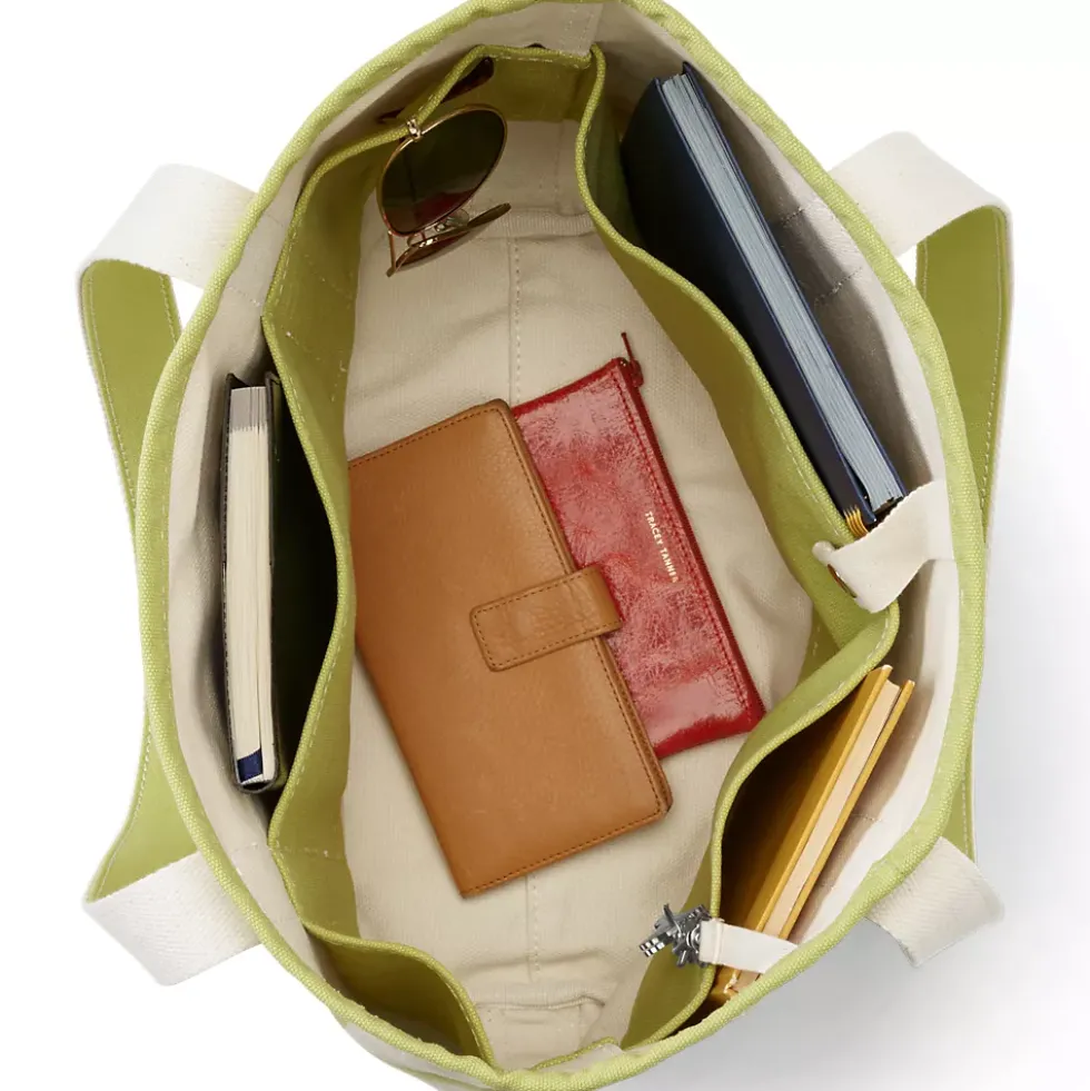 Medium Print 5 Pocket Open Top Canvas Tote Bag