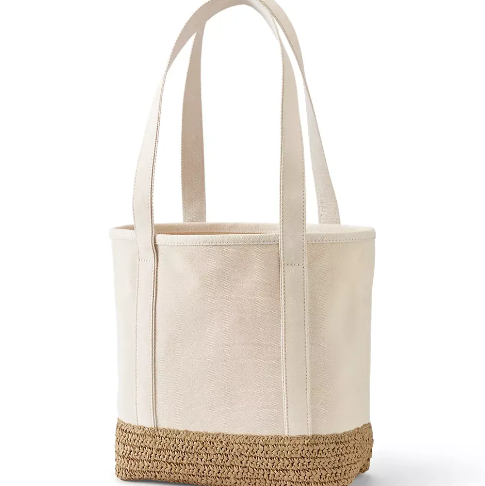 Medium Raffia Open Top Canvas Tote Bag