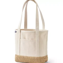 Medium Raffia Open Top Canvas Tote Bag