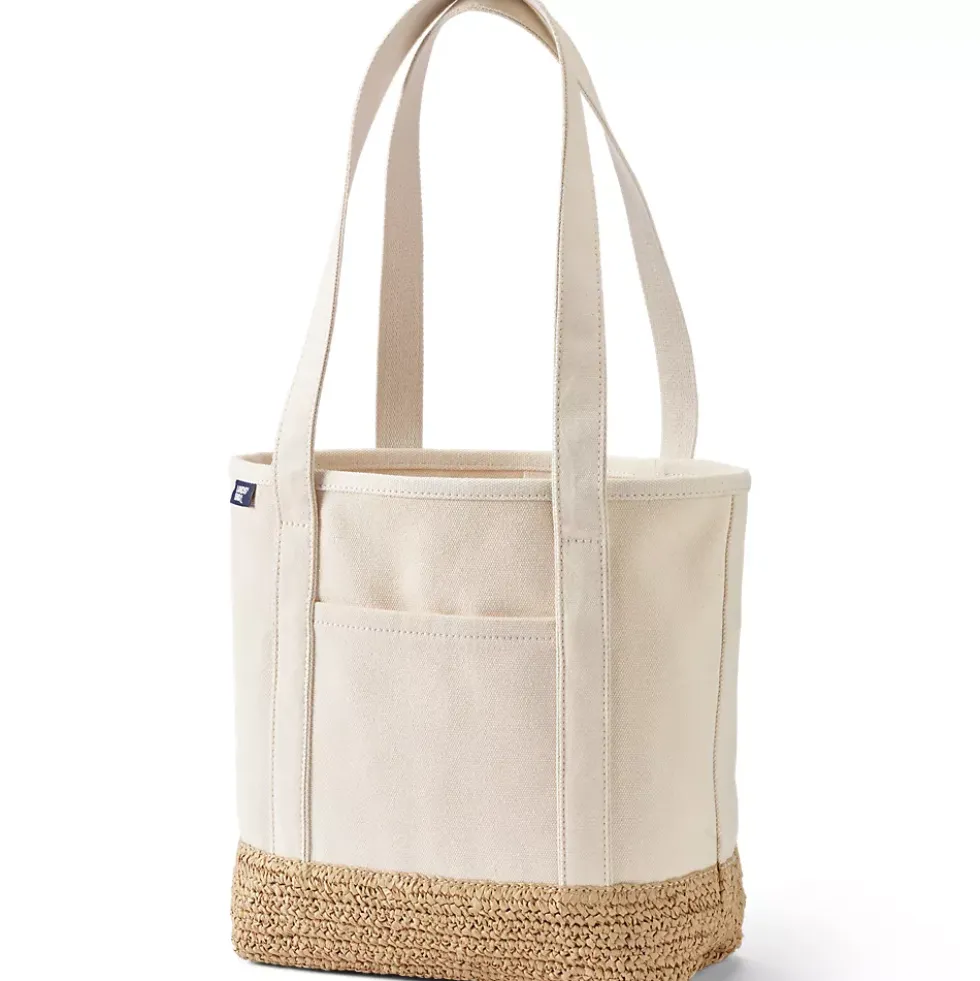 Medium Raffia Open Top Canvas Tote Bag