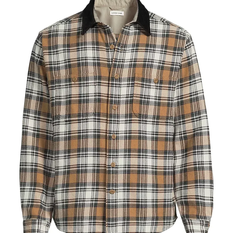 Men's Authentic Flannel Shirt with Corduroy Collar