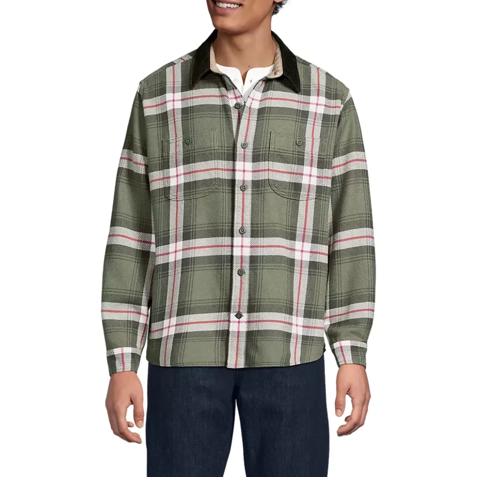 Men's Authentic Flannel Shirt with Corduroy Collar