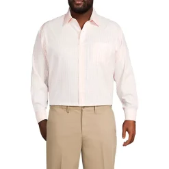 Men's Big and Tall Pattern No Iron Supima Pinpoint Straight Collar