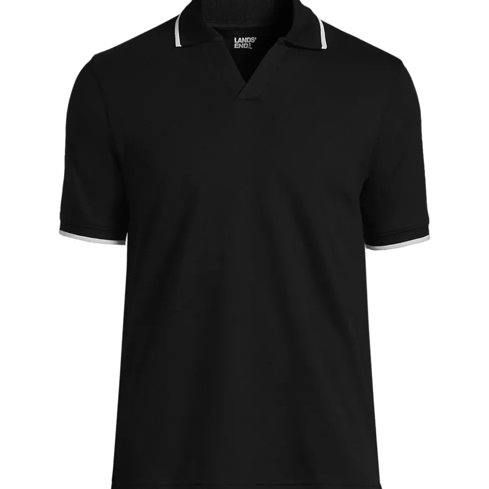 Men's Big Supima Short Sleeve Tipped Johnny Collar Polo Shirt
