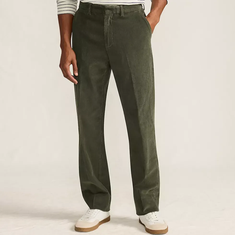 Men's Corduroy Comfort Waist Classic Fit Plain Front Pant