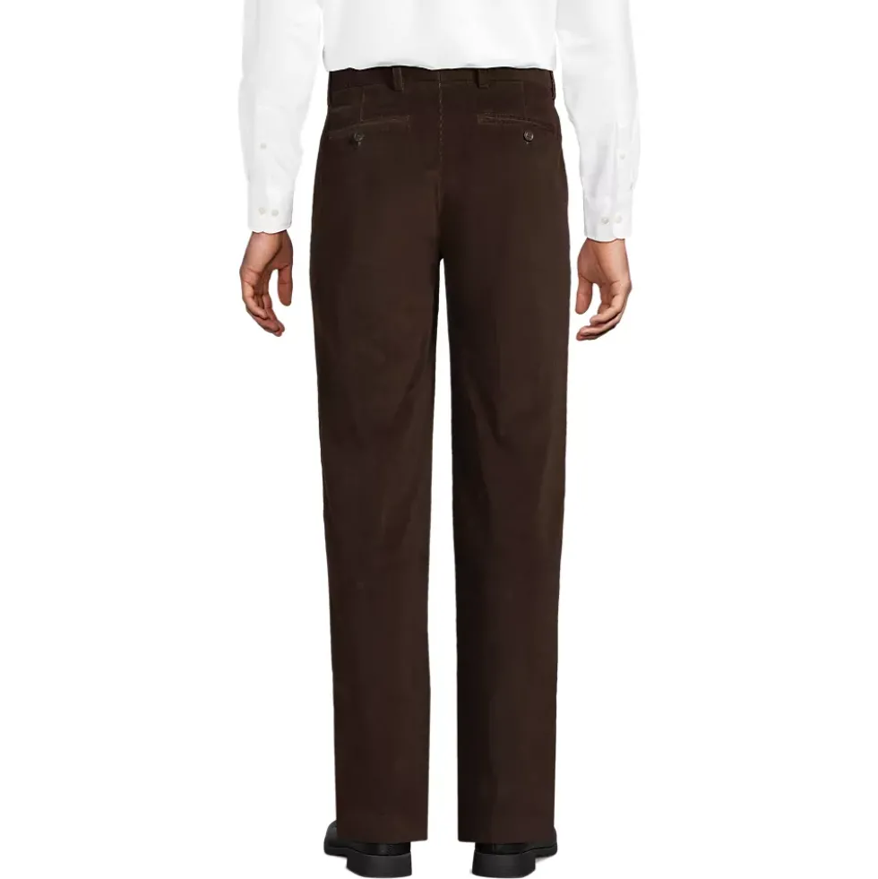 Men's Corduroy Comfort Waist Classic Fit Pleated Front Pant