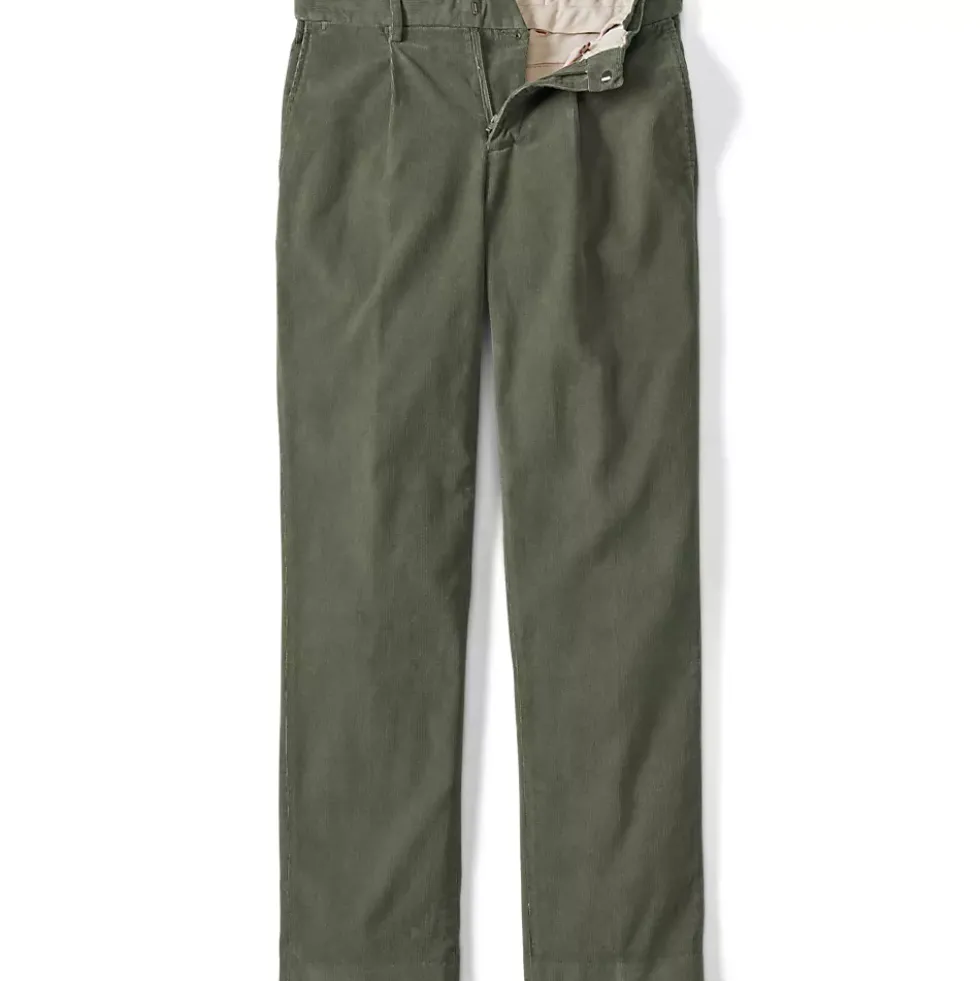 Men's Corduroy Comfort Waist Classic Fit Pleated Front Pant