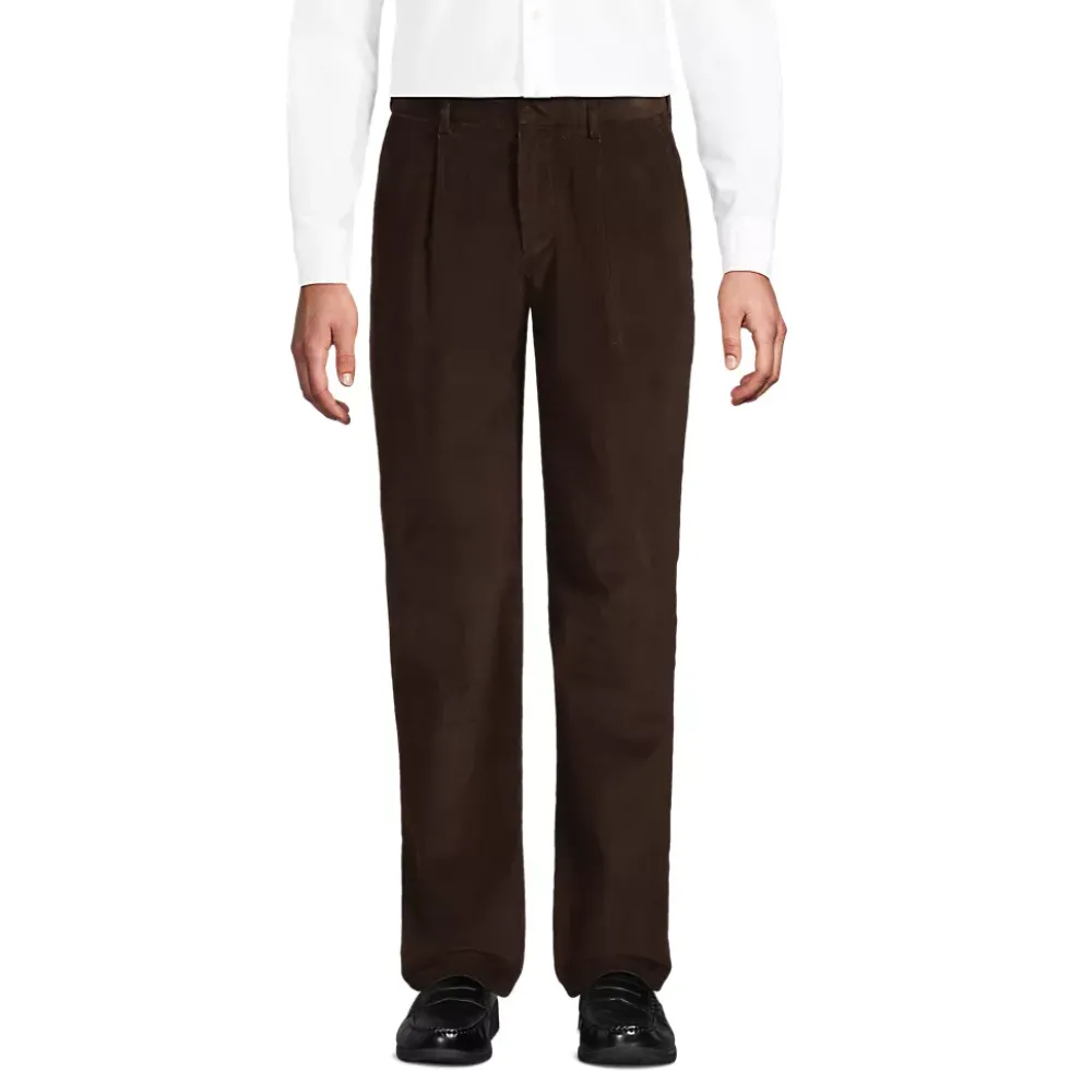Men's Corduroy Comfort Waist Classic Fit Pleated Front Pant