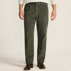 Men's Corduroy Comfort Waist Classic Fit Pleated Front Pant