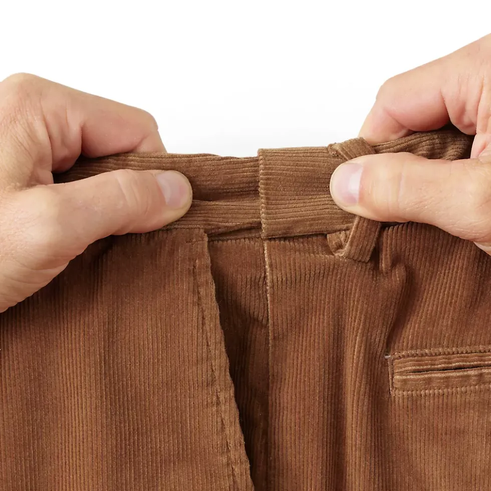 Men's Corduroy Comfort Waist Classic Fit Plain Front Pant