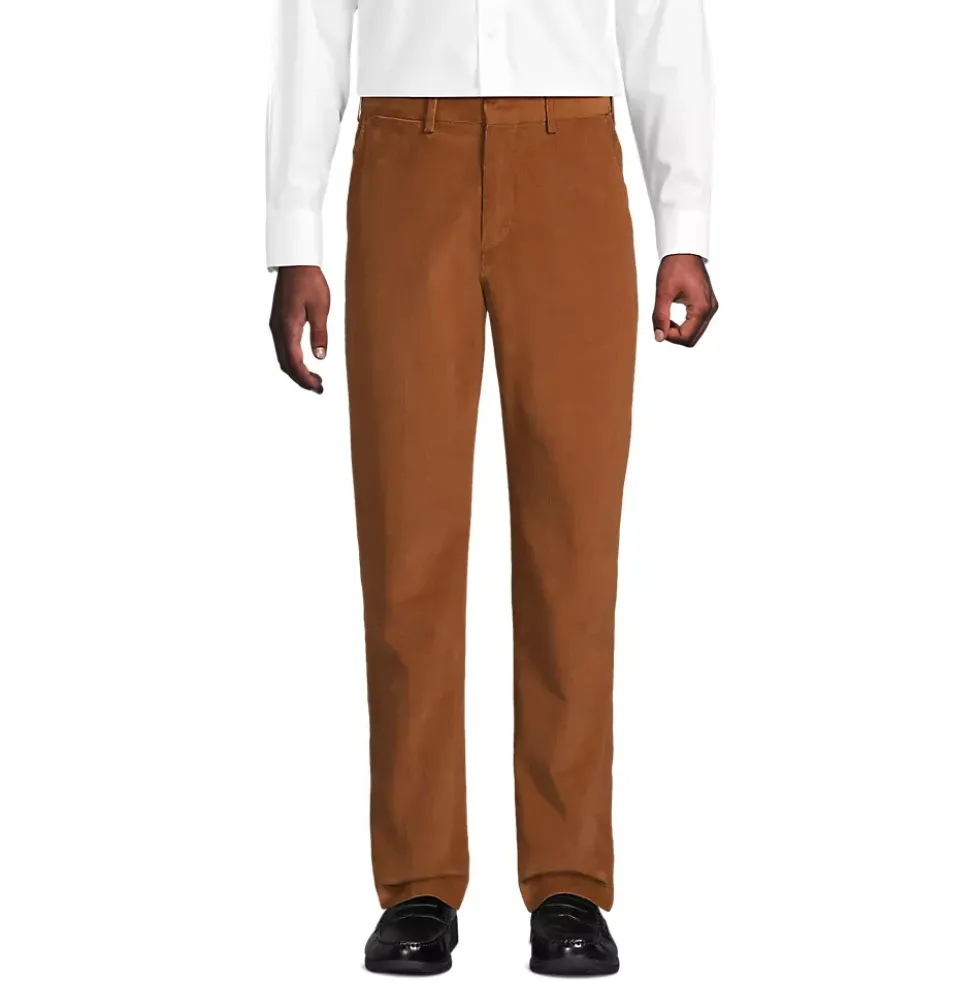 Men's Corduroy Comfort Waist Classic Fit Plain Front Pant