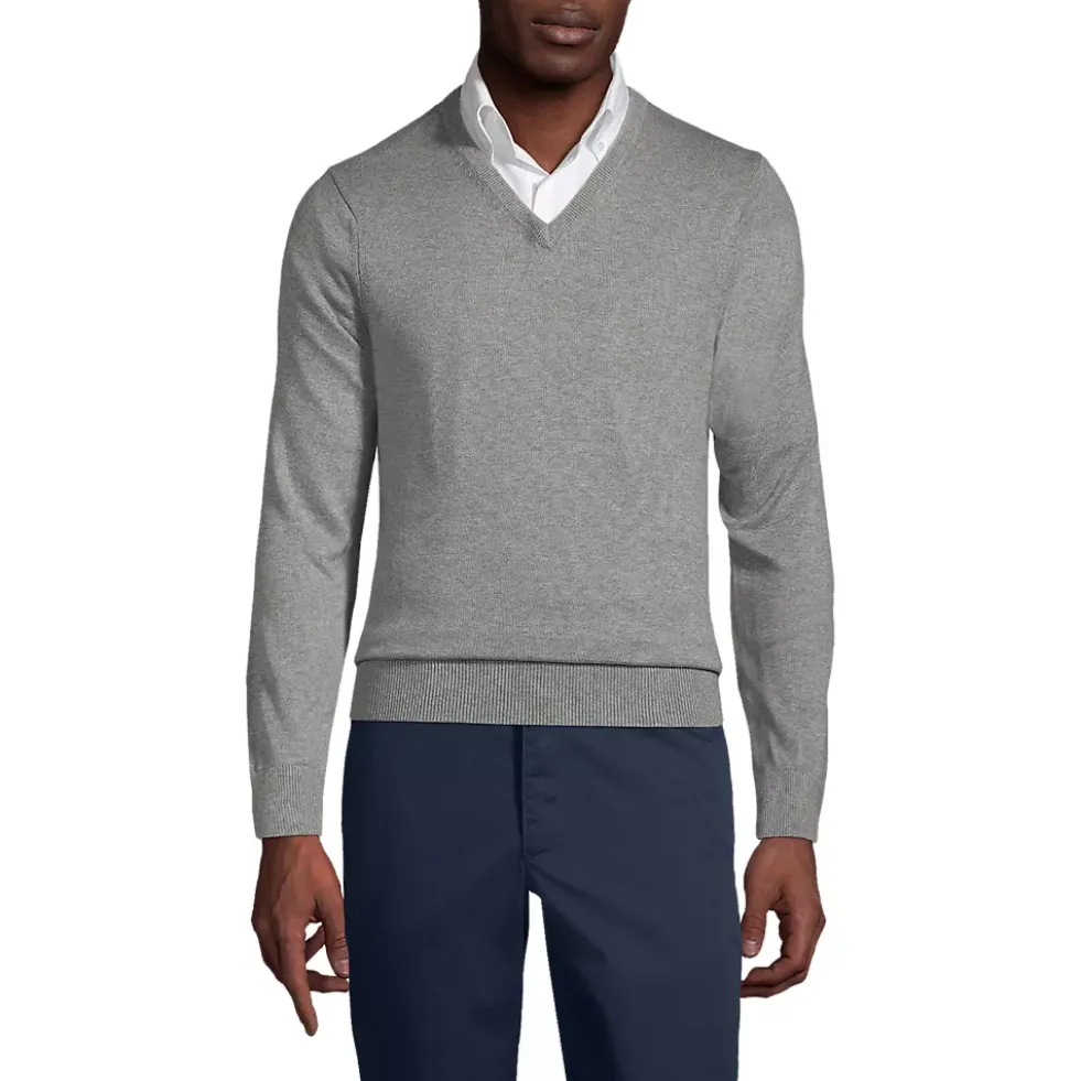 Men's Cotton Modal Fine Gauge V-neck Sweater