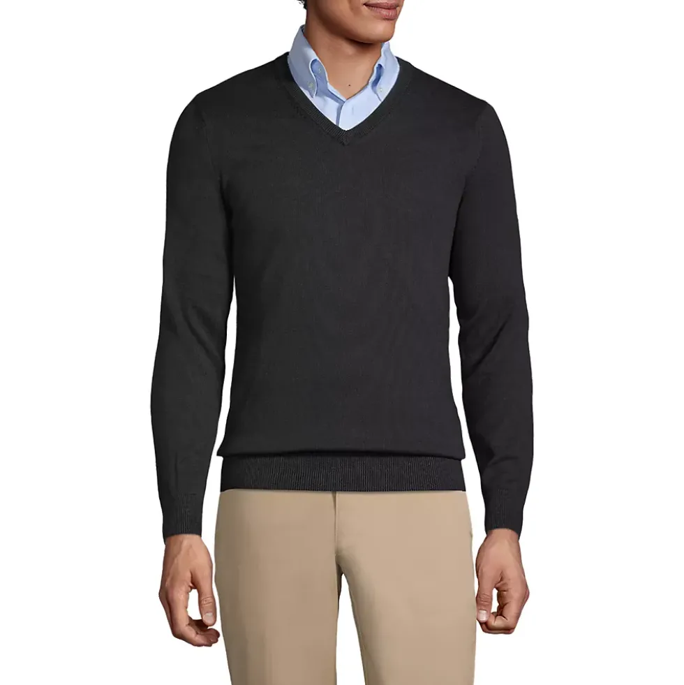 Men's Cotton Modal Fine Gauge V-neck Sweater