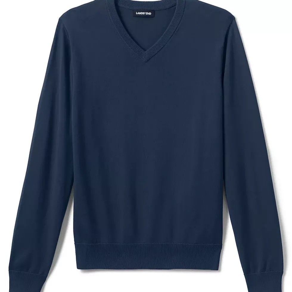 Men's Cotton Modal Fine Gauge V-neck Sweater