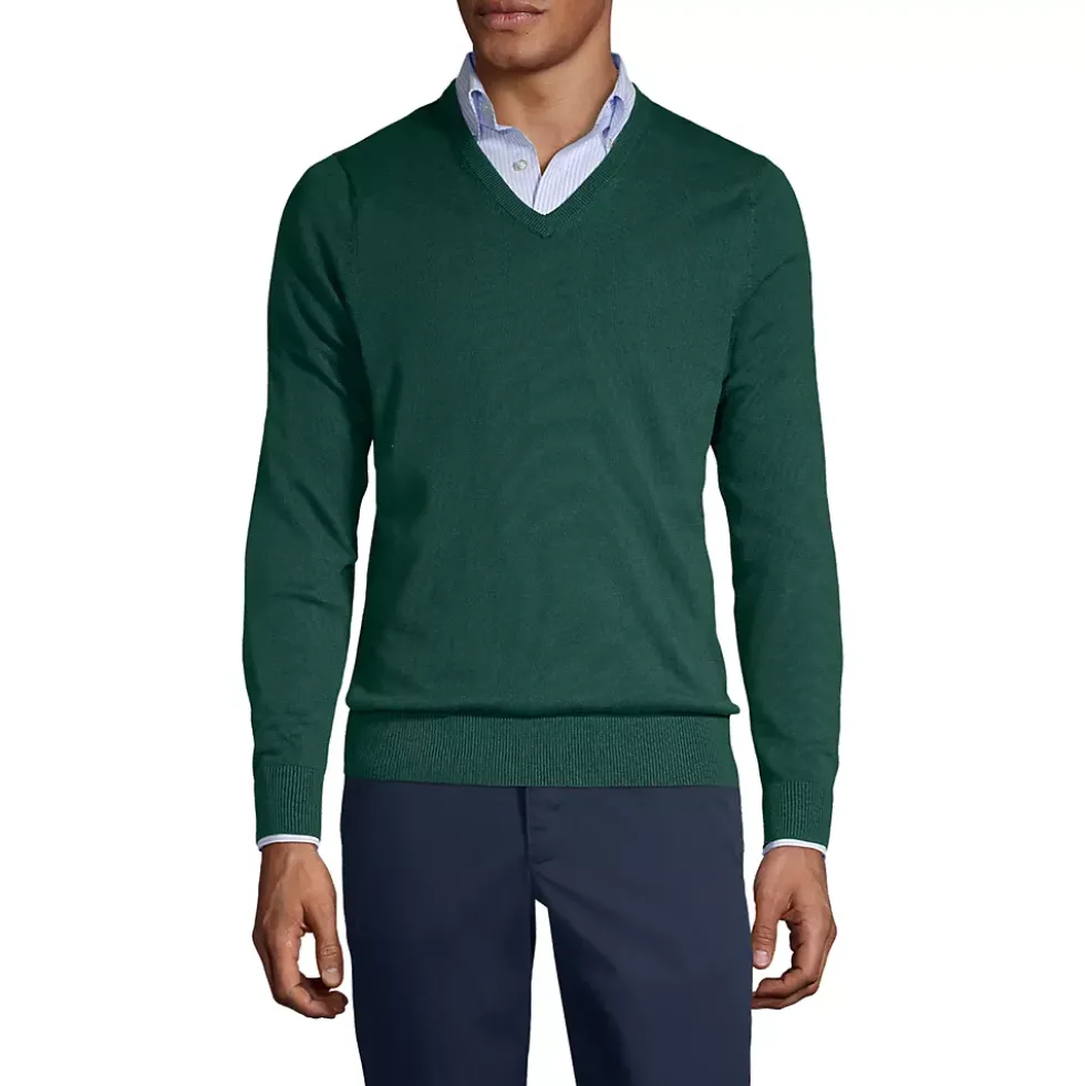 Men's Cotton Modal Fine Gauge V-neck Sweater