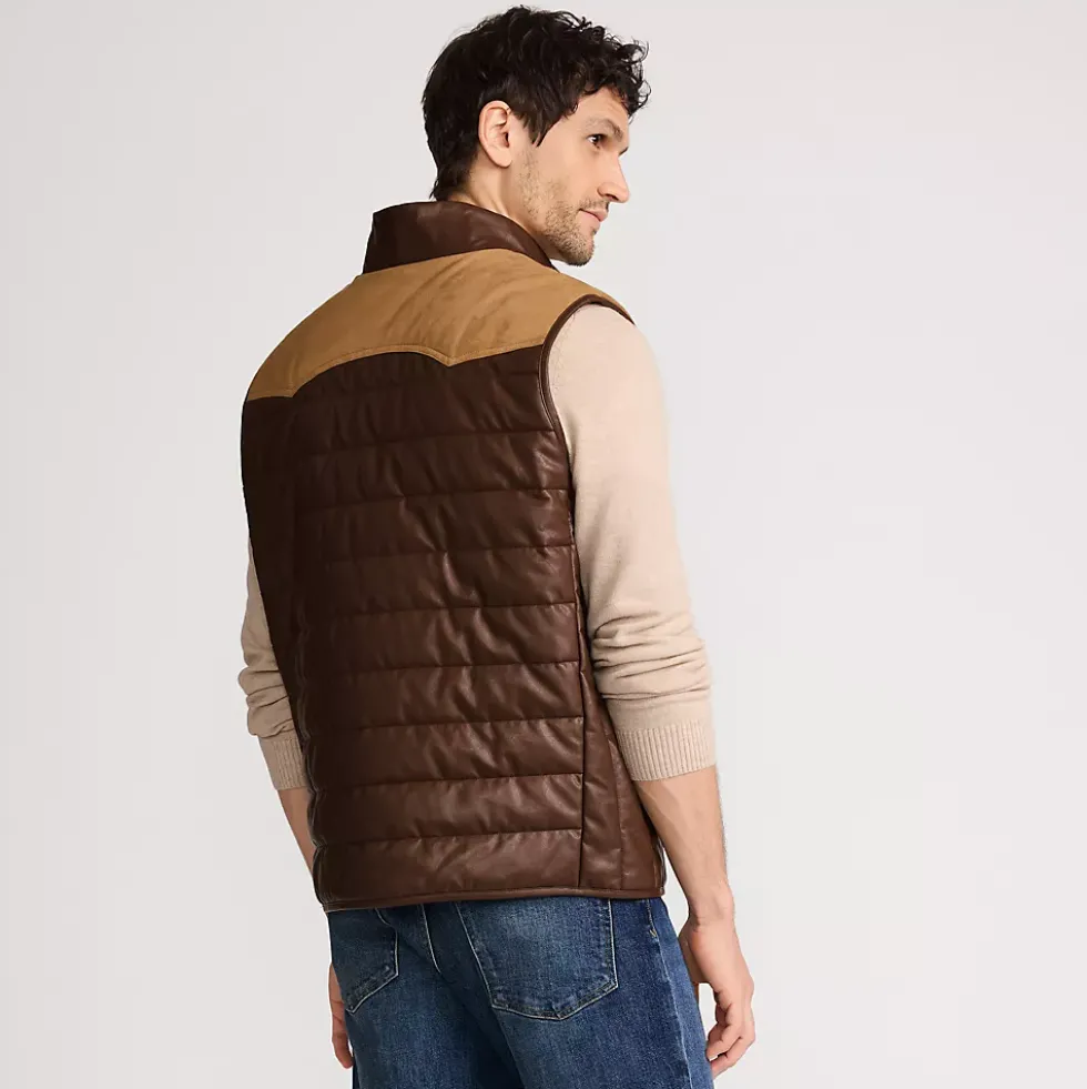 Men's Faux Leather Western Insulated Vest