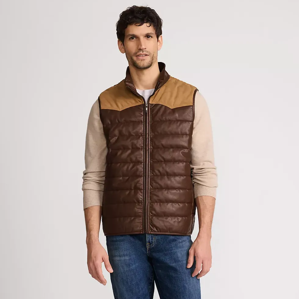 Men's Faux Leather Western Insulated Vest