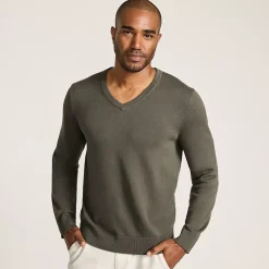 Men's Fine Gauge Cotton V Neck Sweater