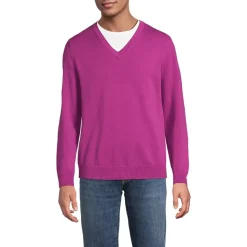 Men's Fine Gauge Cotton V Neck Sweater