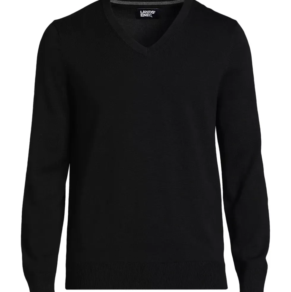 Men's Fine Gauge Cotton V Neck Sweater