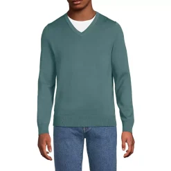 Men's Fine Gauge Cotton V Neck Sweater