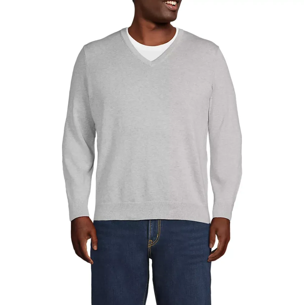 Men's Fine Gauge Cotton V Neck Sweater
