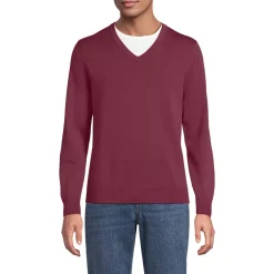 Men's Fine Gauge Cotton V Neck Sweater