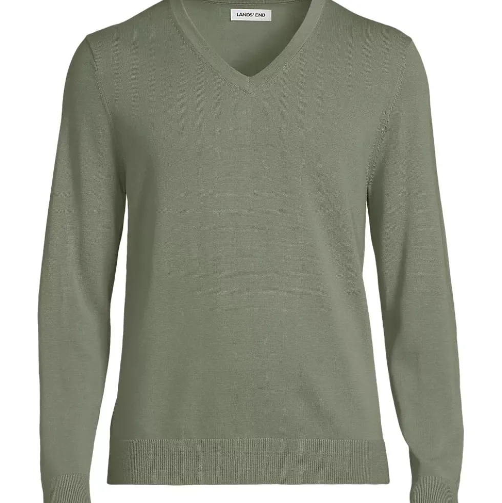 Men's Fine Gauge Cotton V Neck Sweater