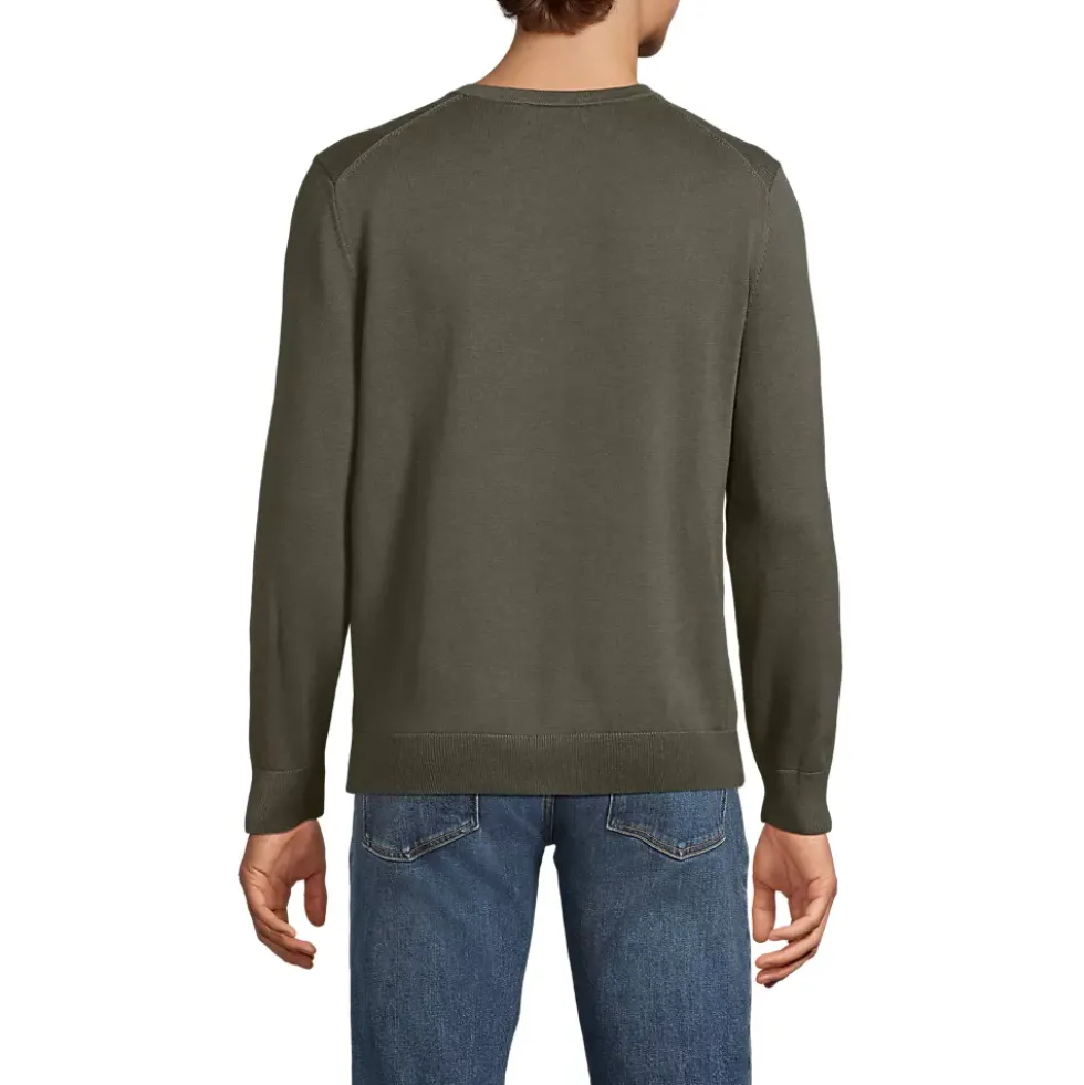Men's Fine Gauge Cotton V Neck Sweater
