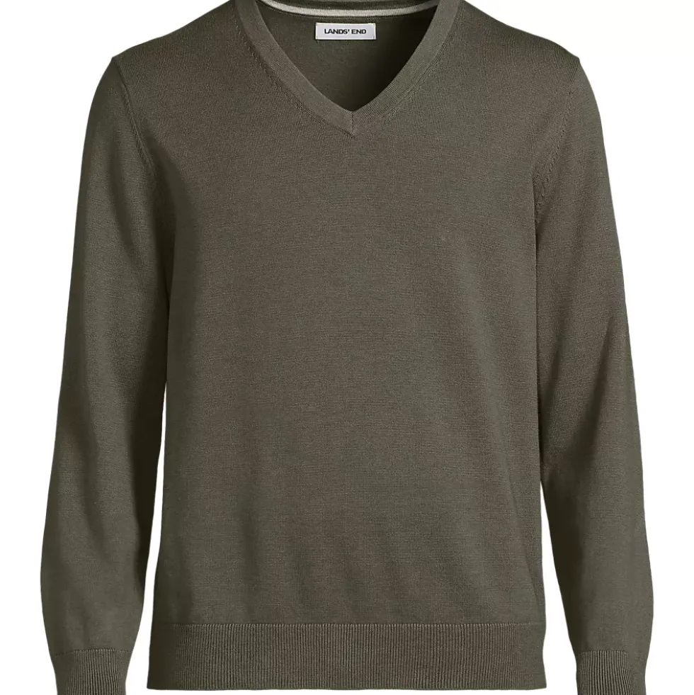 Men's Fine Gauge Cotton V Neck Sweater