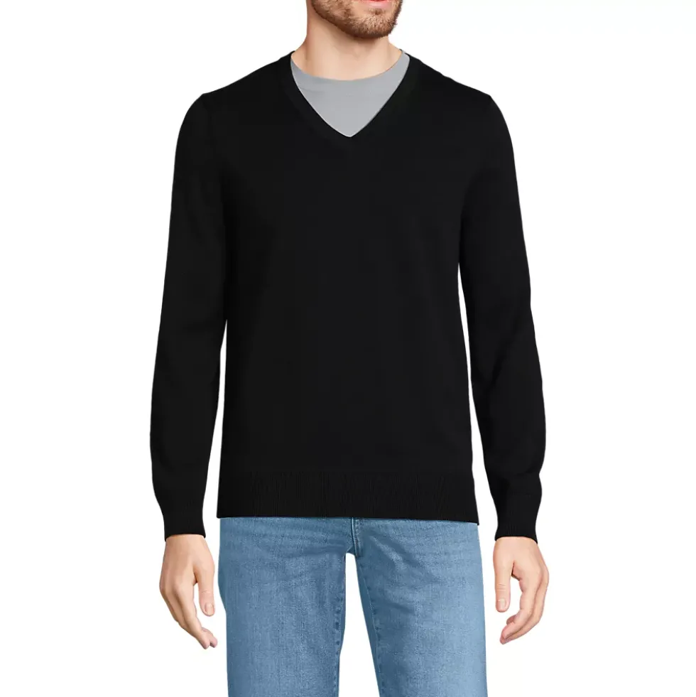 Men's Fine Gauge Cotton V Neck Sweater