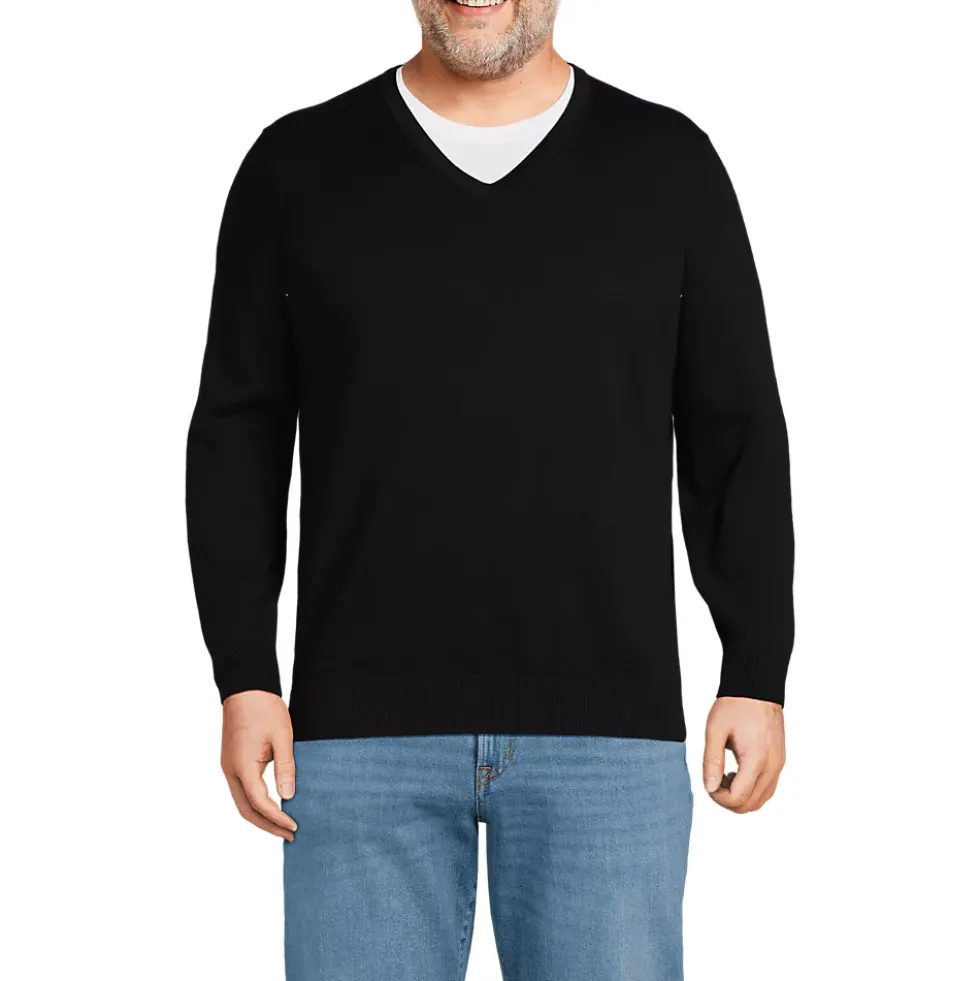 Men's Fine Gauge Cotton V Neck Sweater