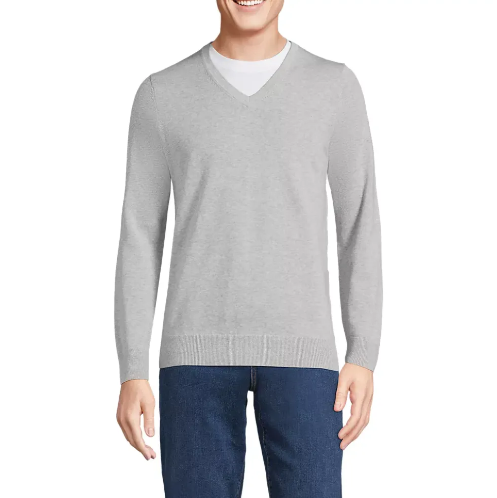 Men's Fine Gauge Cotton V Neck Sweater