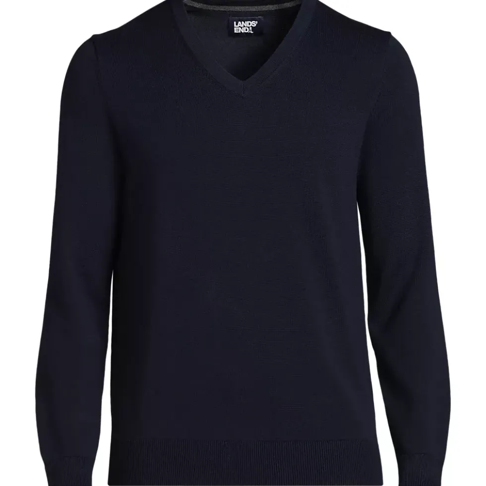 Men's Fine Gauge Cotton V Neck Sweater