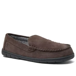 Men's Flannel Lined Suede Slip On Moccasin Slippers
