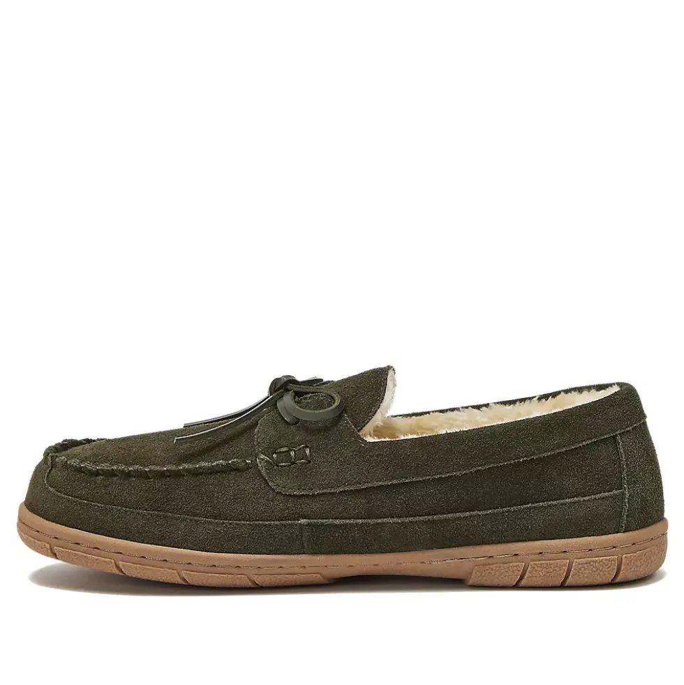Men's Fuzzy Lined Lace Up Moccasin Slippers