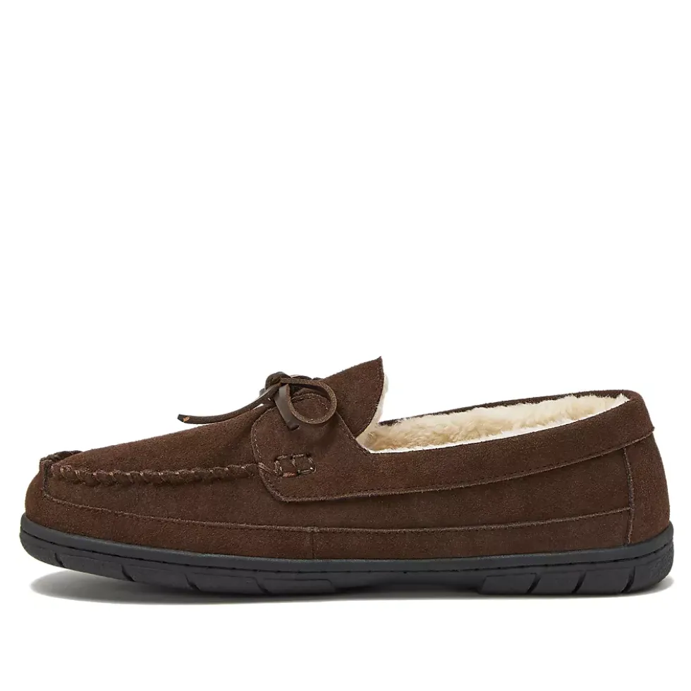 Men's Fuzzy Lined Lace Up Moccasin Slippers