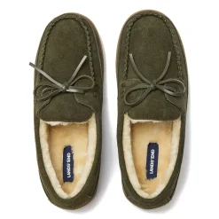 Men's Fuzzy Lined Lace Up Moccasin Slippers