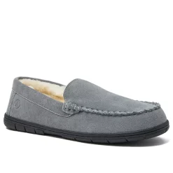 Men's Fuzzy Lined Suede Moccasin Slippers
