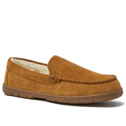 Men's Fuzzy Lined Suede Moccasin Slippers