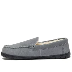 Men's Fuzzy Lined Suede Moccasin Slippers