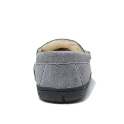 Men's Fuzzy Lined Suede Moccasin Slippers