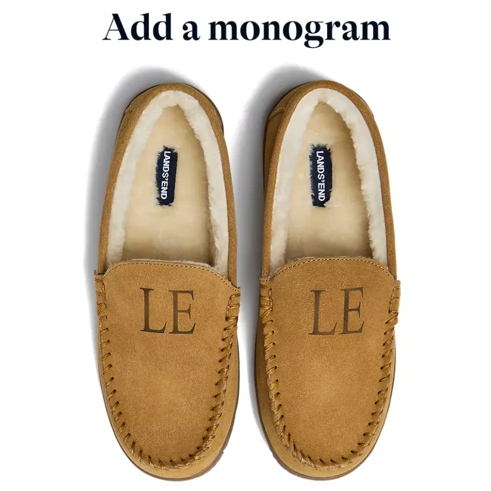 Men's Fuzzy Lined Suede Moccasin Slippers
