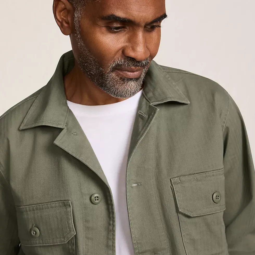 Men's Herringbone Utility Shirt Jacket