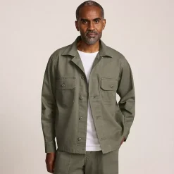 Men's Herringbone Utility Shirt Jacket
