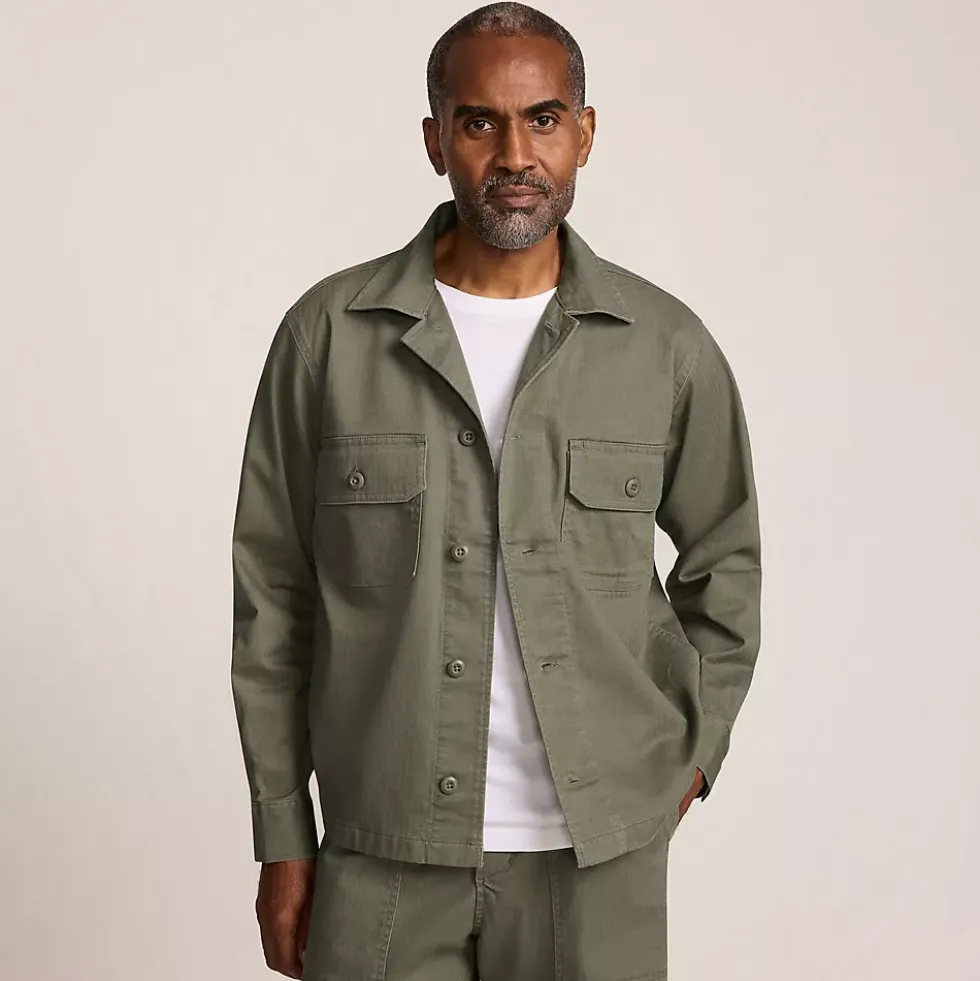 Men's Herringbone Utility Shirt Jacket