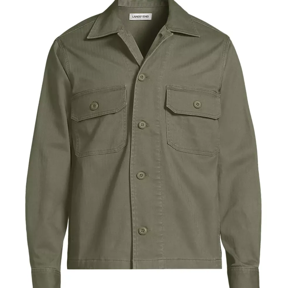 Men's Herringbone Utility Shirt Jacket