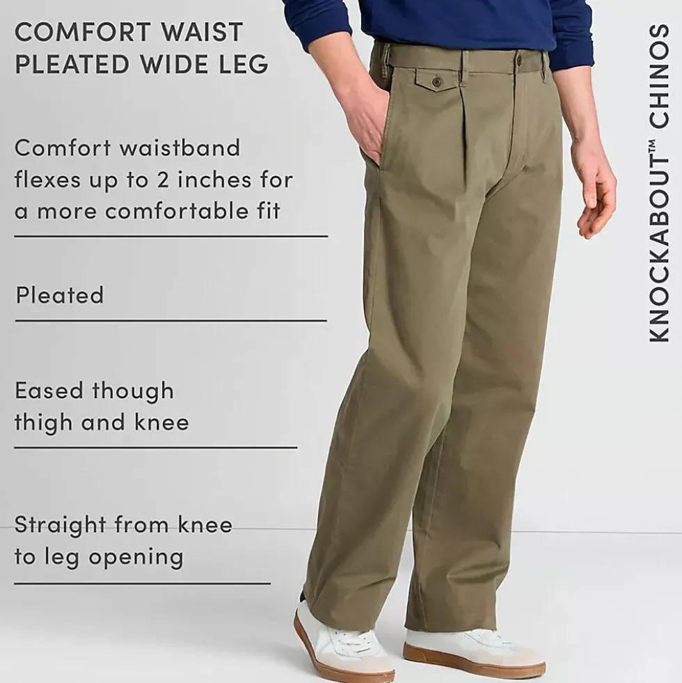 Men's Knockabout Comfort Waist Relaxed Fit Pleated Front Chino Pant
