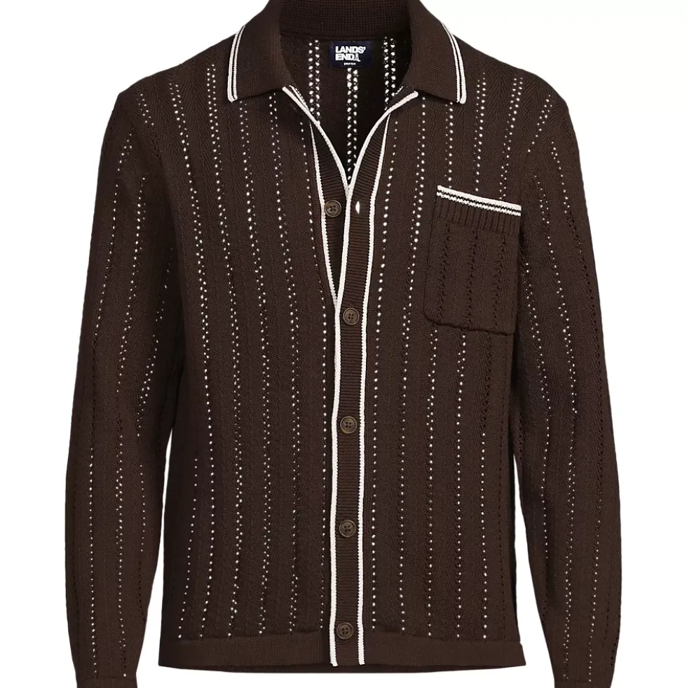 Men's Long Sleeve Button Through Summer Polo Cardigan